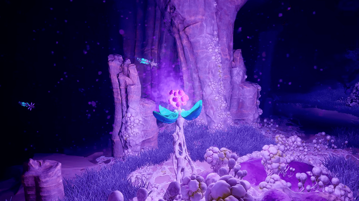 Shielded Bloom Canker connected to an Angel Comb in Subnautica 2