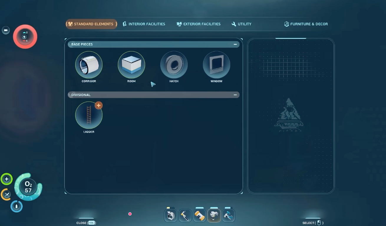 Early-game underwater exploration near the starting life pod in Subnautica 2